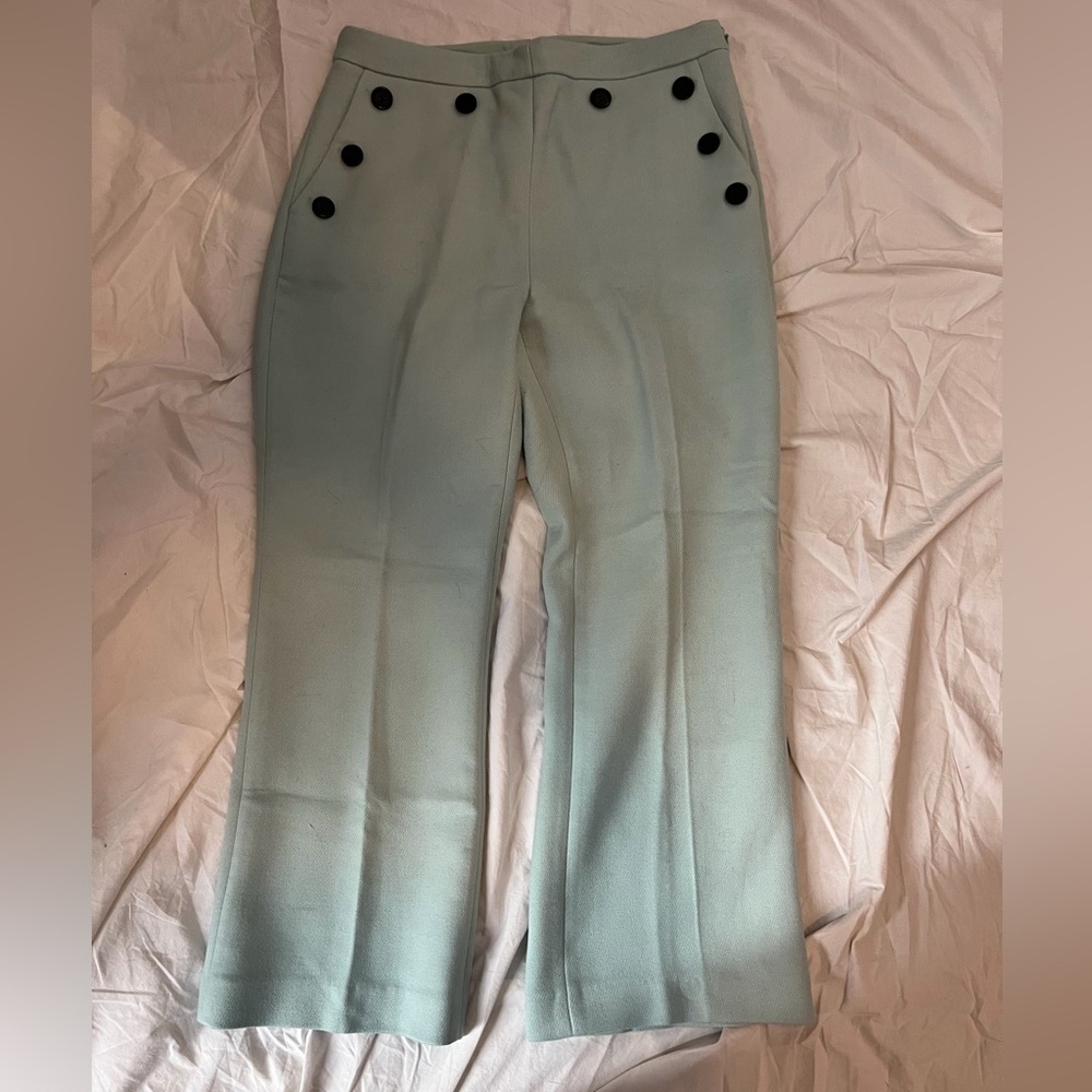 Halogen Light Blue Wool Trousers with Buttons